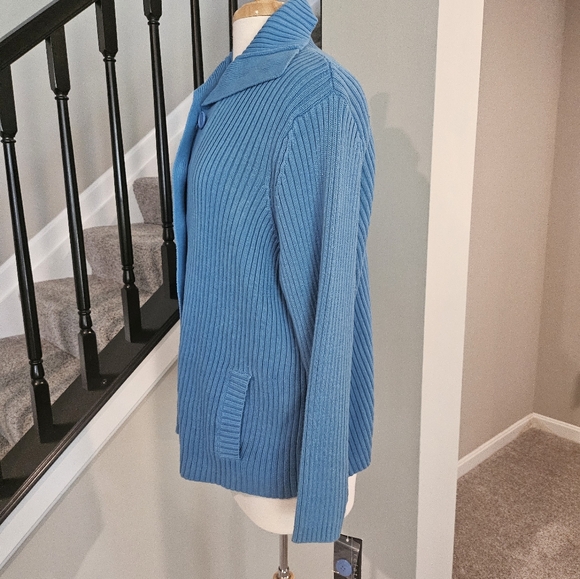 Relativity Woman – Lakeside Blue Ribbed Cardigan Sweater (Size 1X) - Picture 6 of 16